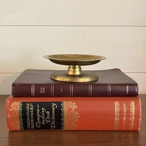 Vintage Brass Pillar Candle Holder Elegant Romantic Gold Patina Old Money